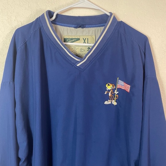 Cheetos Chester American Flag Embroidered Vintage Windbreaker Pullover Navy XL - Picture 2 of 11